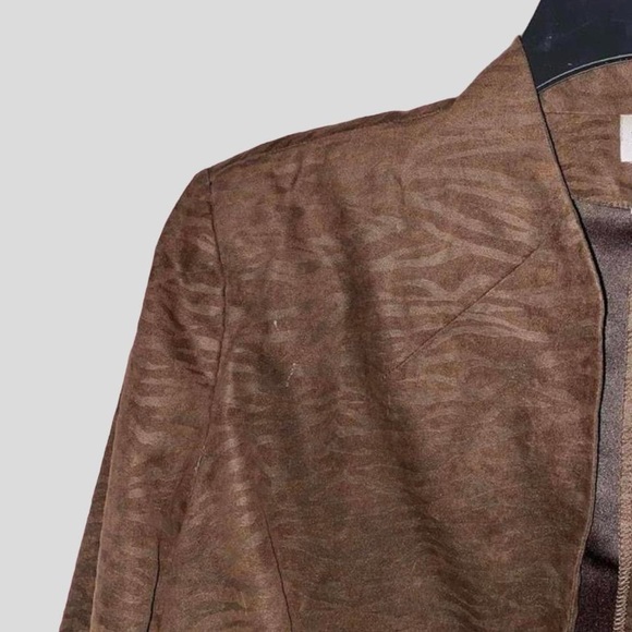 Vintage earthy indie faux suede zebra print lightweight blazer - Picture 9 of 9